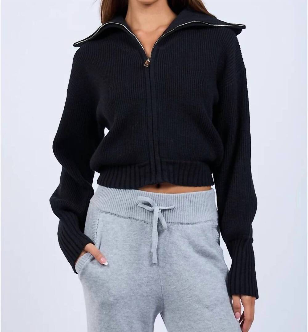NEW BLUE BLUSH sienna crop knit sweater in black